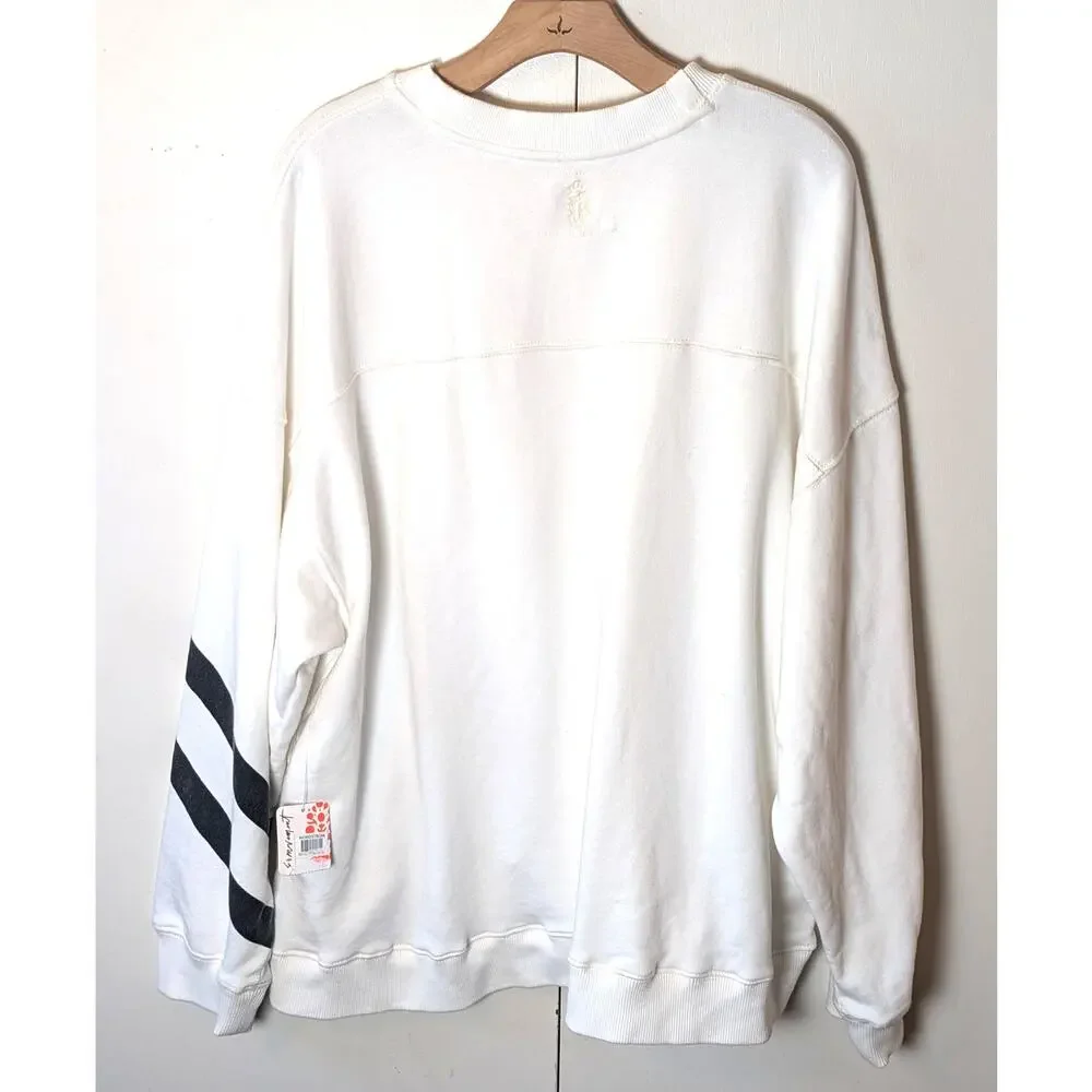 Free People All Star Buti Logo Ivory Pullover Large
